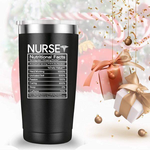 Nurse Nutritional Facts Travel Mug Tumbler. Nurse Gifts. Funny Nurses
