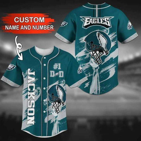 Philadelphia Eagles NFL Custom Name Baseball Jersey Shirt